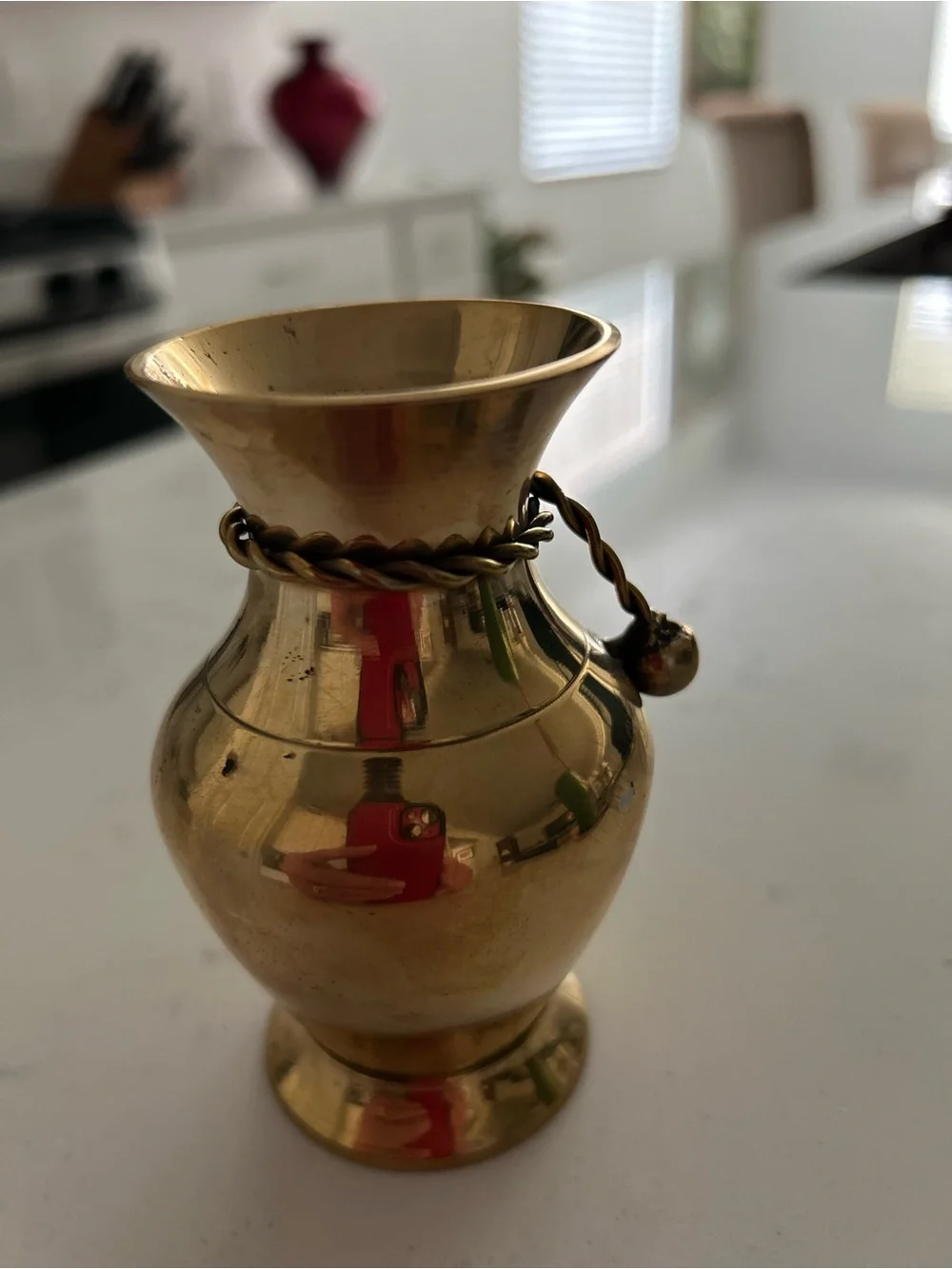 Small Solid Brass Urn Pitcher Vase